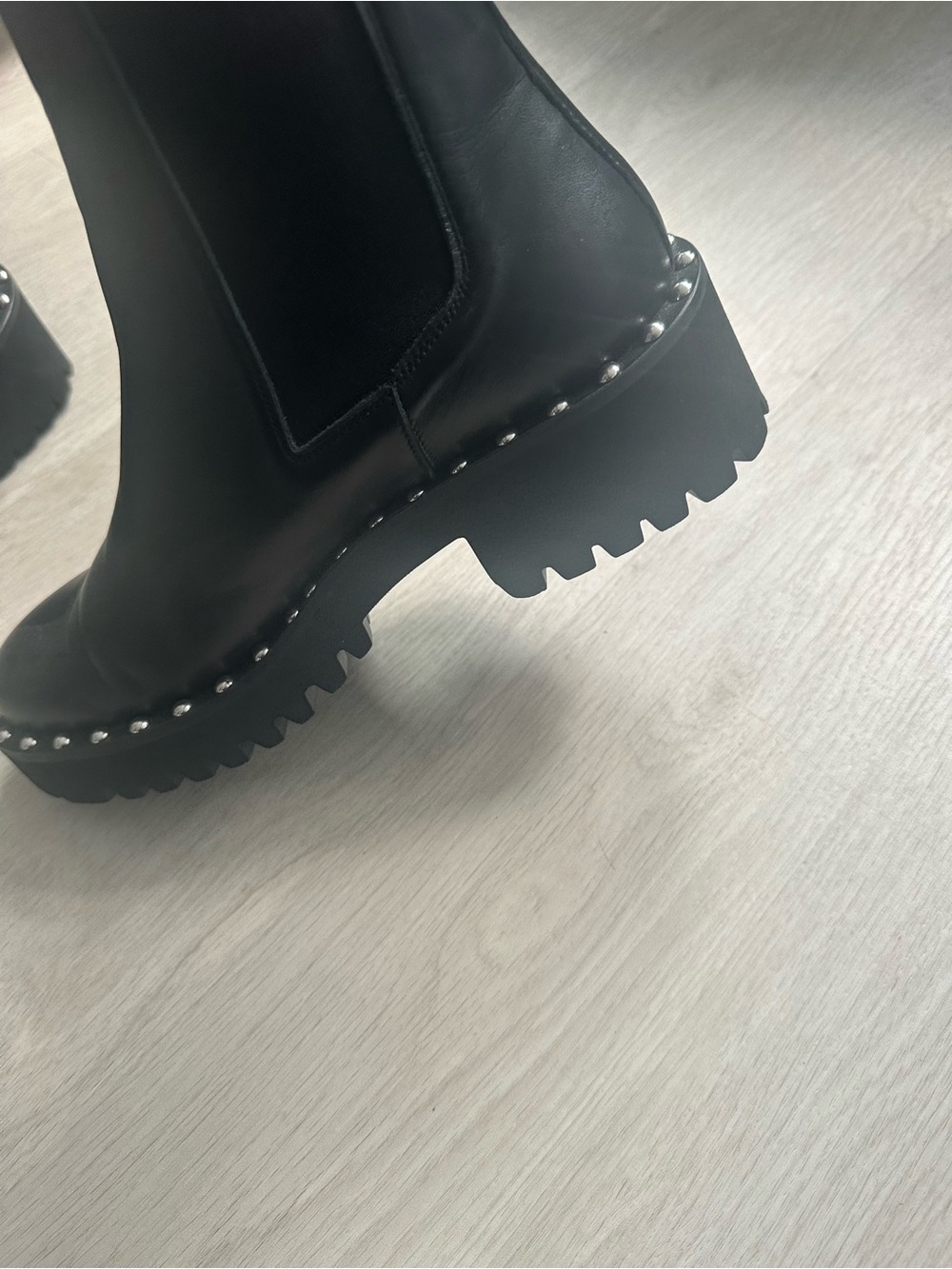 Freda Salvador Bailey Black Studded Chelsea Rain Boot - Women 7.5 - Picture 8 of 16